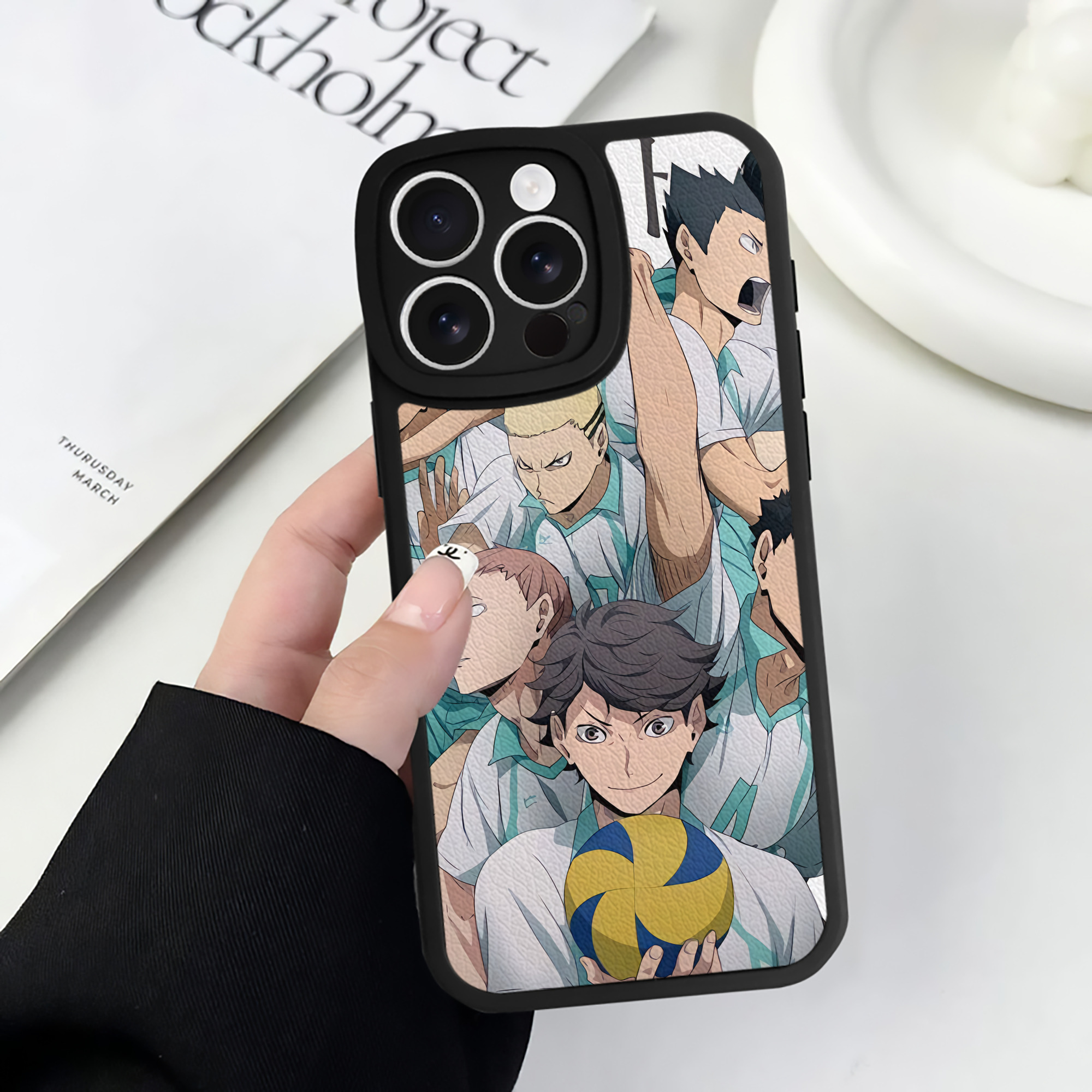 （画像用） ハイキュー!! Haikyu!! 【iPhone 16シリーズ対応】シリコンスマホケース（レザー調） 材質：シリコン